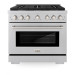 Zline SGRS-BR-36 36 in. 6 Burner Freestanding Gas Range and Convection Oven with Brass Burners in Fingerprint Resistant Stainless Steel